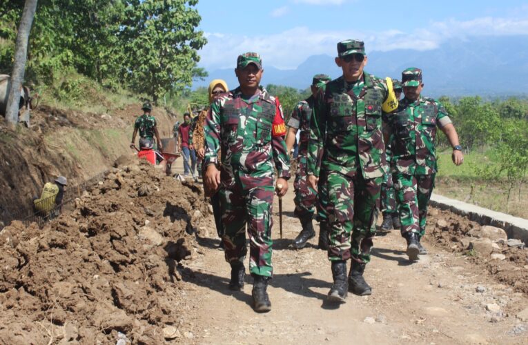 Dansatgas TMMD 117 Kodim 0809/Kediri Sambut dan Dampingi Kunjungan Kerja Waaspotdirga Kasau Mabes TNI